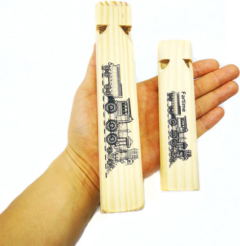 2PCS Wooden Train Whistle Musical Toy for Kids—4 Tones 7.4" Long and 2 Tones 5.5" Long