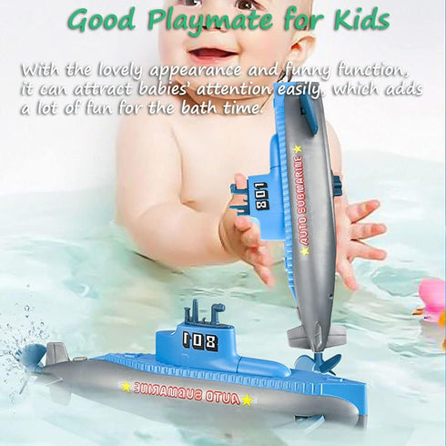 Miracland Wind-up Submarine Bath Toy, Battery-Free Clockwork Pigboat, Non-Toxic ABS Water Toy for Bathtub Pool Beach