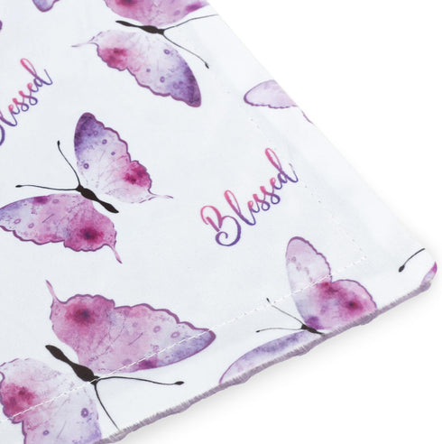 BORITAR Baby Blanket for Girls, Soft Plush Minky Fabric, Double Layer Dotted Backing with Elegant Purple Butterfly (30