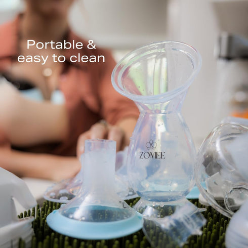 4oz Zomee Manual Breast Pump Silicone Milk Collector Hands-Free Milk Collection Bottle for Breastfeeding Moms BPA-Free