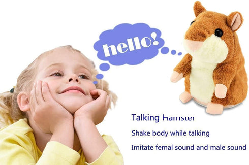 Talking Hamster - Interactive Stuffed Plush Animal Toy with Cute Sound Effects, Best Buddy for Kids (Brown)