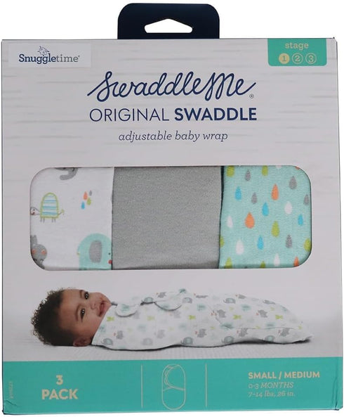 100% 0-3 3-Pack SwaddleMe by Ingenuity Original Swaddle, Cotton, Improves Sleep & Calms Startle Reflex, Months