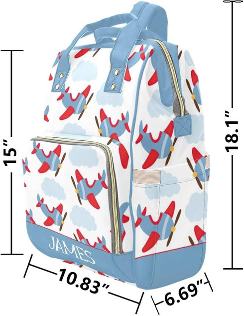 NZOOHY Backpack Backpack Daypack Airplane Sky Cloud Personalized Diaper Bag Tote with Name Diaper Travel for Mom Dad