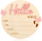 YQQYG Wooden Baby Name Announcement Sign for Nursery, Pink Hello World Newborn Nursery
