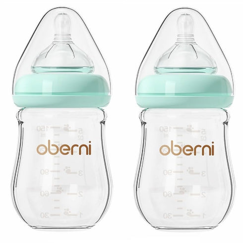 Glass Baby Bottles, Anti Colic Breastfeeding Bottle with Natural Response Nipple for