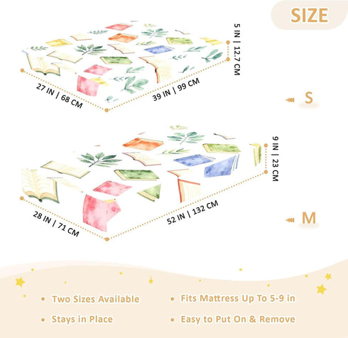CZXW 52" 28" Watercolor Books Colorful Crib Sheets Fitted x Natural Cotton Soft & Breathable for Baby Crib Mattress