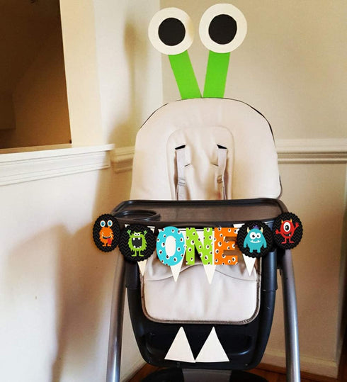 Monster Bash 1st Birthday Party Decorations, Little Monster High Chair Banner, Our Little Monster is Turning 1