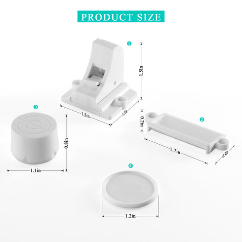 vmaisi Child Safety Magnetic Cabinet Locks - 4 Pack Adhesive Baby Proofing Latches for Cabinets & Drawers