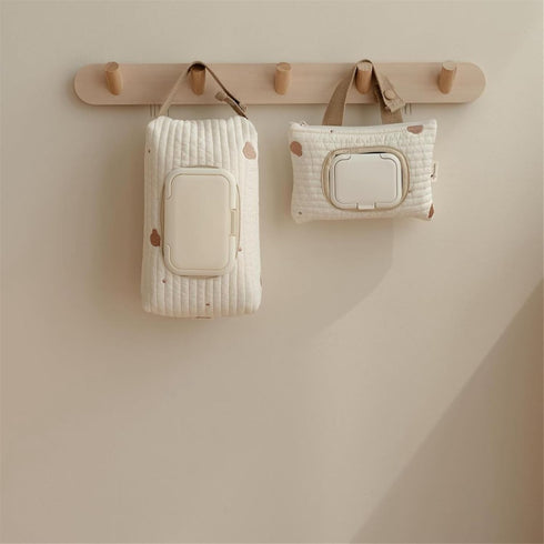 BLULILY Embroidered Bear Stroller Wet Wipe Pouches Portable Baby Wipe Holder Embroidery Baby Wipes Storage Bag