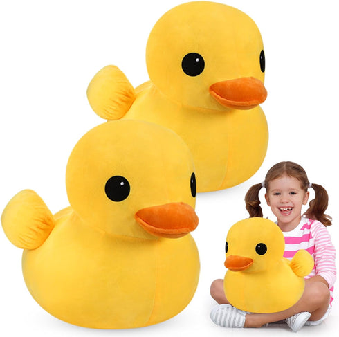 Leyndo 2 Pcs Giant Plush Yellow Duck, Soft Stuffed Animal Toy Duck Plush Pillow for Boys Girls Birthday Gift
