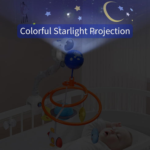 INTMEDIC 0-6-12 Baby Crib Mobile with Music and Lights, Space Baby Mobile for Crib with Remote Control, Spaceman