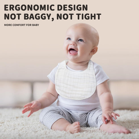 Muslin Baby Bibs for Drooling and Teething, Unisex Soft & Absorbent Multi-Layer Bibs for Boys Girls