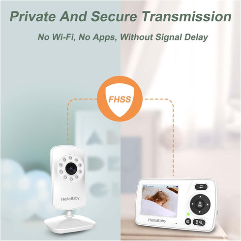 HelloBaby HB30 8 1000ft 2.4 inch Video Baby Monitor with Digital Camera and Audio, No WiFi No App Safety Baby Monitor