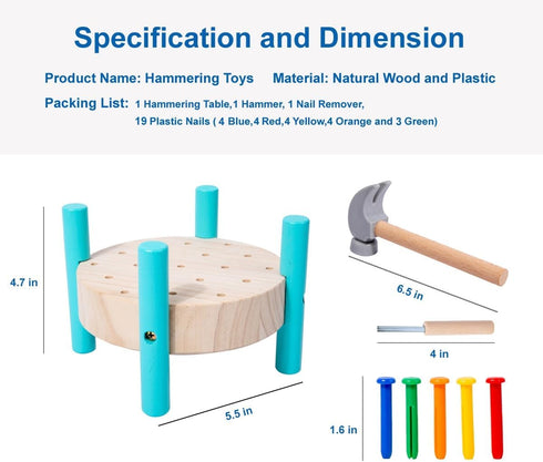 QZJVKBXY Hammer Wooden Baby Workbench Pounding Toy for Toddlers,STEM Educational Preschool Learning Toys for Kids.