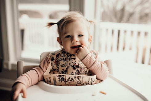 Three Little Tots Modern Silicone Baby Bib - Adjustable Fit Waterproof Catch Bibs for Mealtime