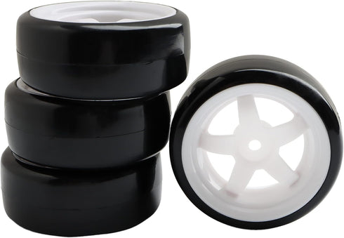 4PCS 12mm Hub Wheels, 1:10 63mm Hard Plastic RC Drift Cars On Road Touring Racing Bald Tires for Traxxas HSP Tamiya