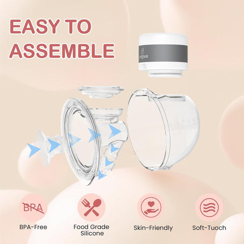 ABP-1506, 3 9 21/24mm Wearable Breast Pump Strong Suction Hand Free Double Electric Breast Pumps with Modes & Levels