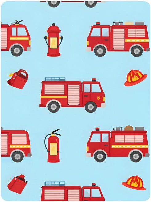 CZXW 52" 28" Fire Trucks Pattern Crib Sheets Fitted x Natural Cotton Soft & Breathable for Baby Crib Mattress