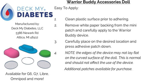 Warrior Buddy Diabetes Accessories for 18" Dolls or Plush Toys (Dexcom G6, Plastic)