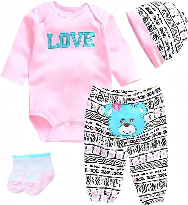Pink Reborn Dolls Baby Clothes for 17-22 Inch Newborn Girl, Baby Doll Clothing Sets and Accessories