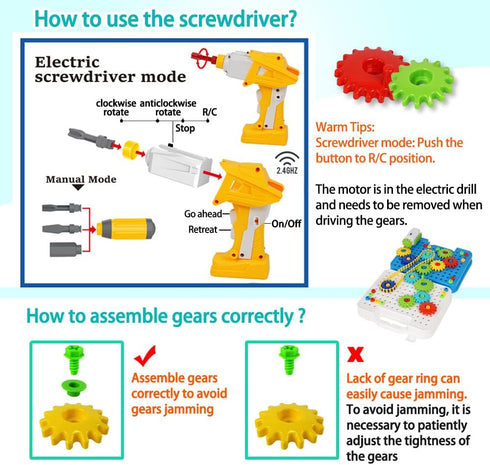 Gears Toys for Kids Ages 4-8, STEM Educational Construction Building Toy Set for Boys and Girls, Creative Learning