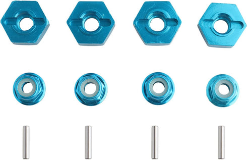 12mm Wheel Hex Hubs Drive Adapter 5mm Thick & Flange M4 Lock Nuts Aluminum for Redcat Axial HSP WLtoys Himoto RC Truck Model Car Upgrade Parts (Blue)