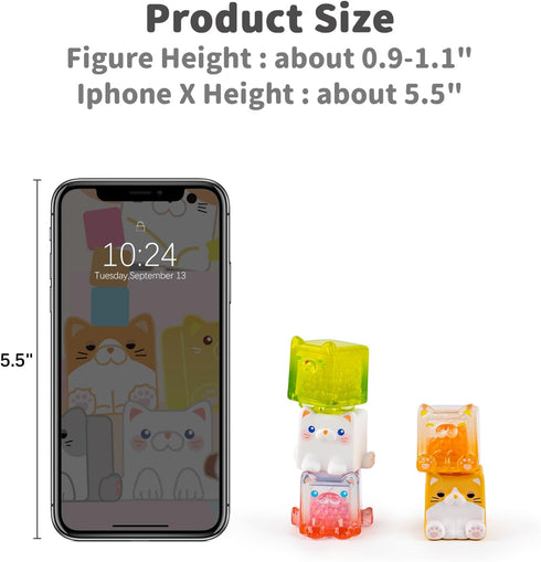 BEEMAI Square Cat Series Blind Pack, 5PCs Random Design Cute Figures Collectible Toys