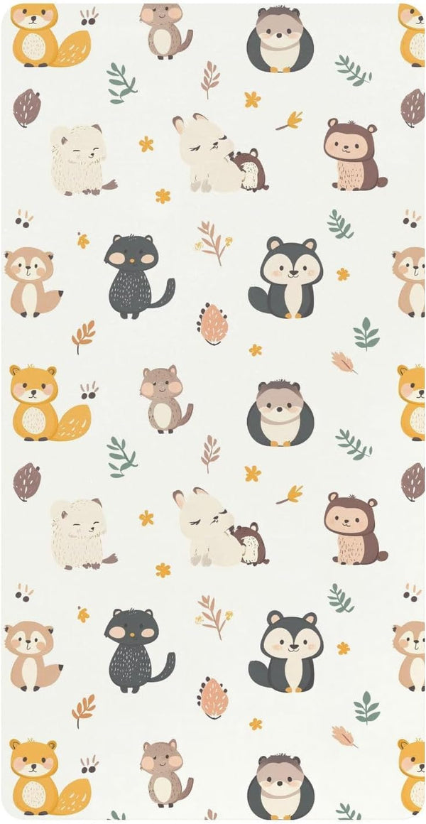 miaozhen Cotton Baby Crib Sheets for Boys Girls Comfy Breathable Jungle Animal Fox