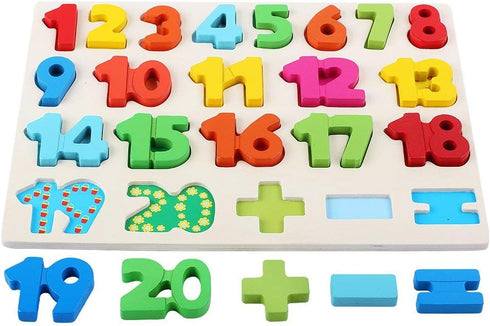 QZMTOY Wooden Puzzles for Toddlers – Alphabet Number Shape Puzzles – 3 in 1 Learning Puzzle Toys for Age 3+