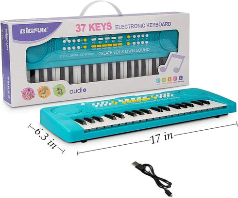 BIGFUN Kid Keyboard Piano - 37 Keys Multifunction Music Educational Instrument Toy for Kids Age 3-8 (Blue)