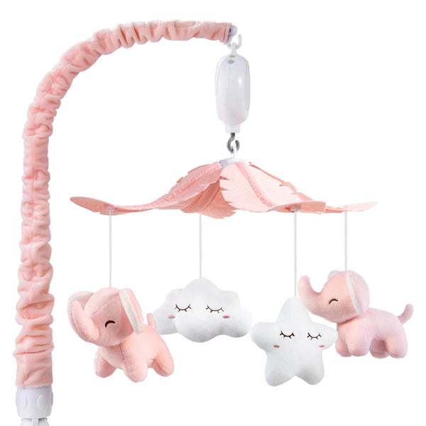 FEISIKE Crib Mobile for Girls Baby Mobiles with 3 Modes Digital Music