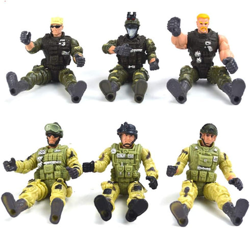 US Army Men and SWAT Team Toy Soldiers Action Figures Playset with Military Weapons Accessories, 12Pcs