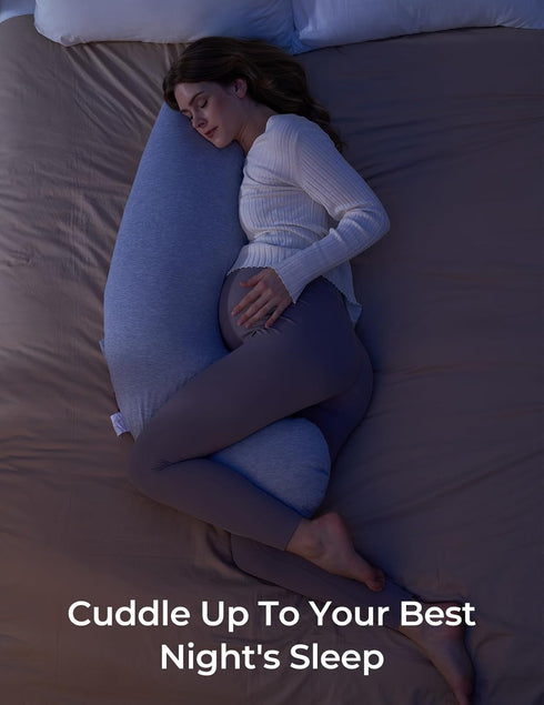 Momcozy Pregnancy Pillows for Side Sleeping, J Shaped Maternity Body Pillow for Pregnancy, Soft Pregnancy Pillow