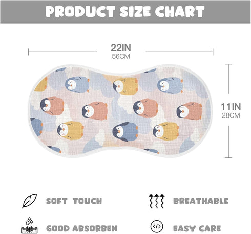 decor gift 4 Pack 22x11in Cotton Burp Cloths Soft Touch Cute Cartoon Penguin wash rag for Babies Girls and Boys
