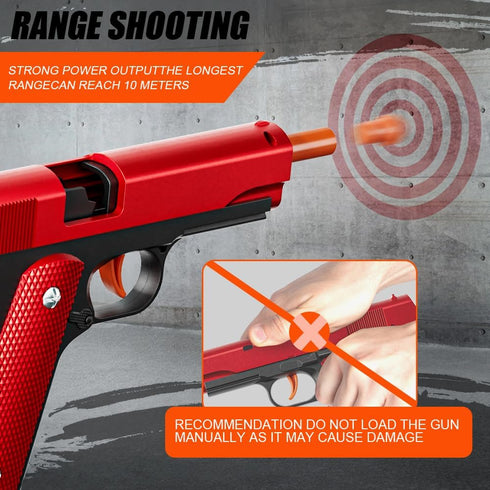 2Pack 1911 Shell Ejecting Pistol Toys Gun - Semi-Automatic Handgun with Soft Bullet and Auto Rebound, Outdoor Game Toy