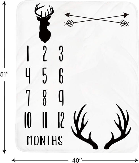 Baby Monthly Milestone Blanket Boy, Deer Newborn Month Blanket, Personalized Shower Gift, Woodland Nursery Decor,