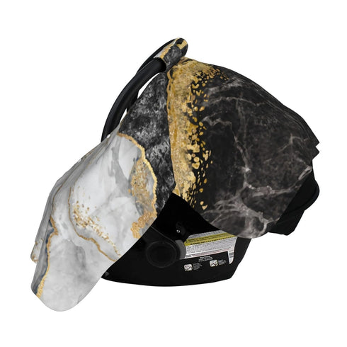 Hcpwzrf Black Marble with Gold Pretty Baby Car Seat Cover & Nursing Cover - Breathable Stretch Multi-Use Cover
