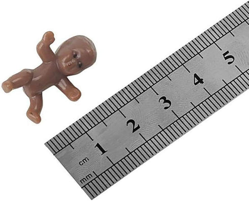 60 Mini Plastic Baby Dolls 1 Inch for Baby Shower Party Favors, Decorations, Crafting Non-Edible Cake Toppers (Dark)