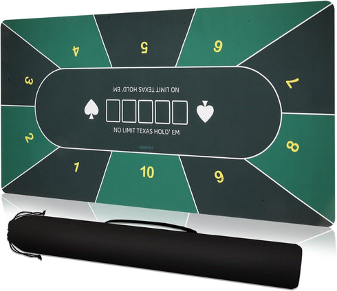 YOMEYOT Poker Table Top Mat 70"x35" Blackjack Poker Mat with Non Slip Rubber