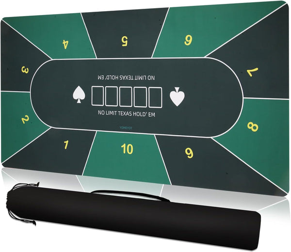 YOMEYOT Poker Table Top Mat 70"x35" Blackjack Poker Mat with Non Slip Rubber
