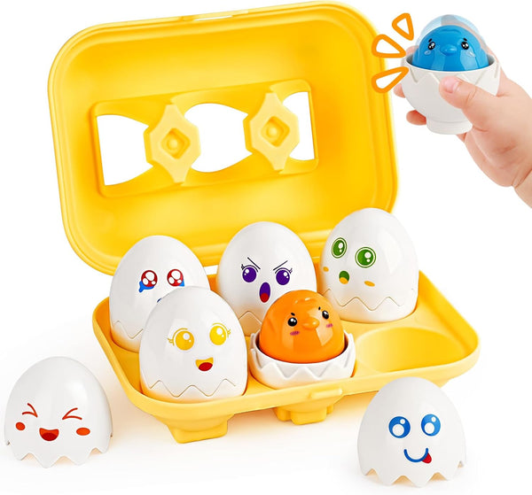 Toddler Matching Eggs Toys, Color Shape Sensory Sorting for 1-3 Years, Easter Montessori Learning Fine Motor Skills