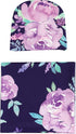 Newborn Swaddle Blanket with Beanie Set, Soft Stretchy Blanket for Baby Boys and Girls, 0-3 Months, Purple Flower