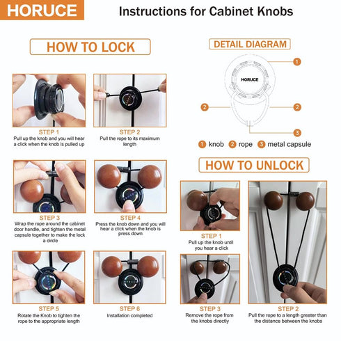 5 Pack Cabinet Locks for Baby Proofing, Adjustable Child Safety Locks, Easy to Use, No Drill, No Tools (Black)