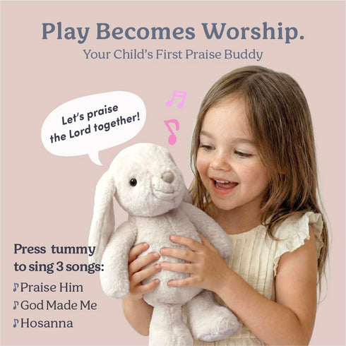 Set 11 3 Praise Bunny Christian Easter Gift for Kids Singing Plush Toy with Bible Songs, Hardcover Blessing Book