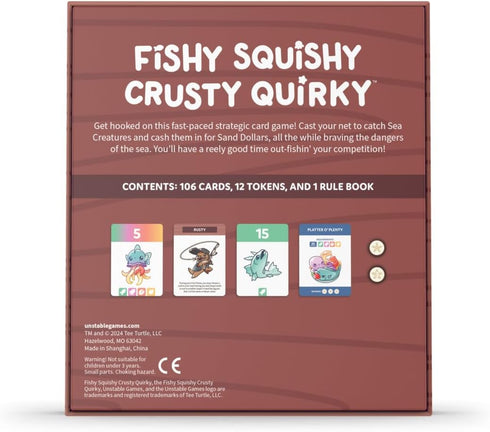 2-6 7+ Unstable Games Fishy Squishy Crusty Quirky Base Game - Competitive Fishing Card Game for Kids, Teens, Adults