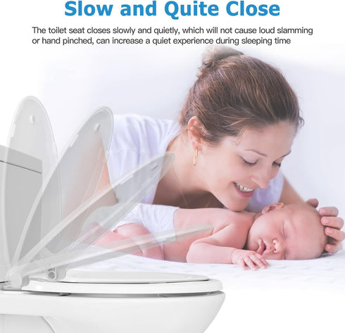 Hosslly 19" Elongated Toilet Seat with Built in Potty Training Seat, Potty Training Toilet Seat for Toddlers, Magnetic
