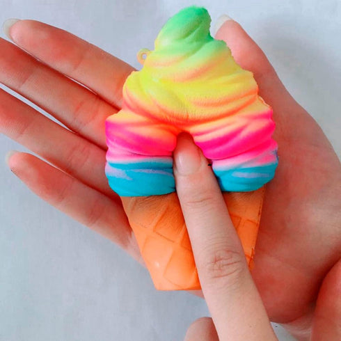 Squishy Fidget Item - Cute Small Ice Cream Squishy - Stress Relief Party Favors Fidget Tool Keychain
