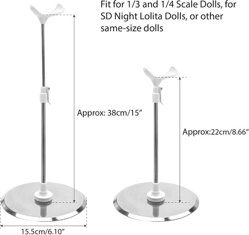 2Pcs 1/3 1/4 15.7" 27.6" Doll Base Stand Fit for BJD Dolls Applicable - Tall, Adjustable Small Display Holder Base