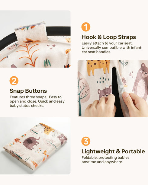 Babygreat Baby Car Seat Cover - Ultra Soft Minky Carseat Covers Baby with Snap Peekaboo Opening, Multi-Use Stroller
