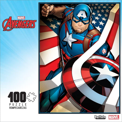 Buffalo Games - Marvel - Captain America: The First Avenger - 100 Piece Jigsaw Puzzle for Families Challenging Puzzle Perfect for Game Nights - Finished Puzzle Size is 15.00 x 11.00